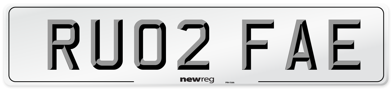 RU02 FAE Number Plate from New Reg